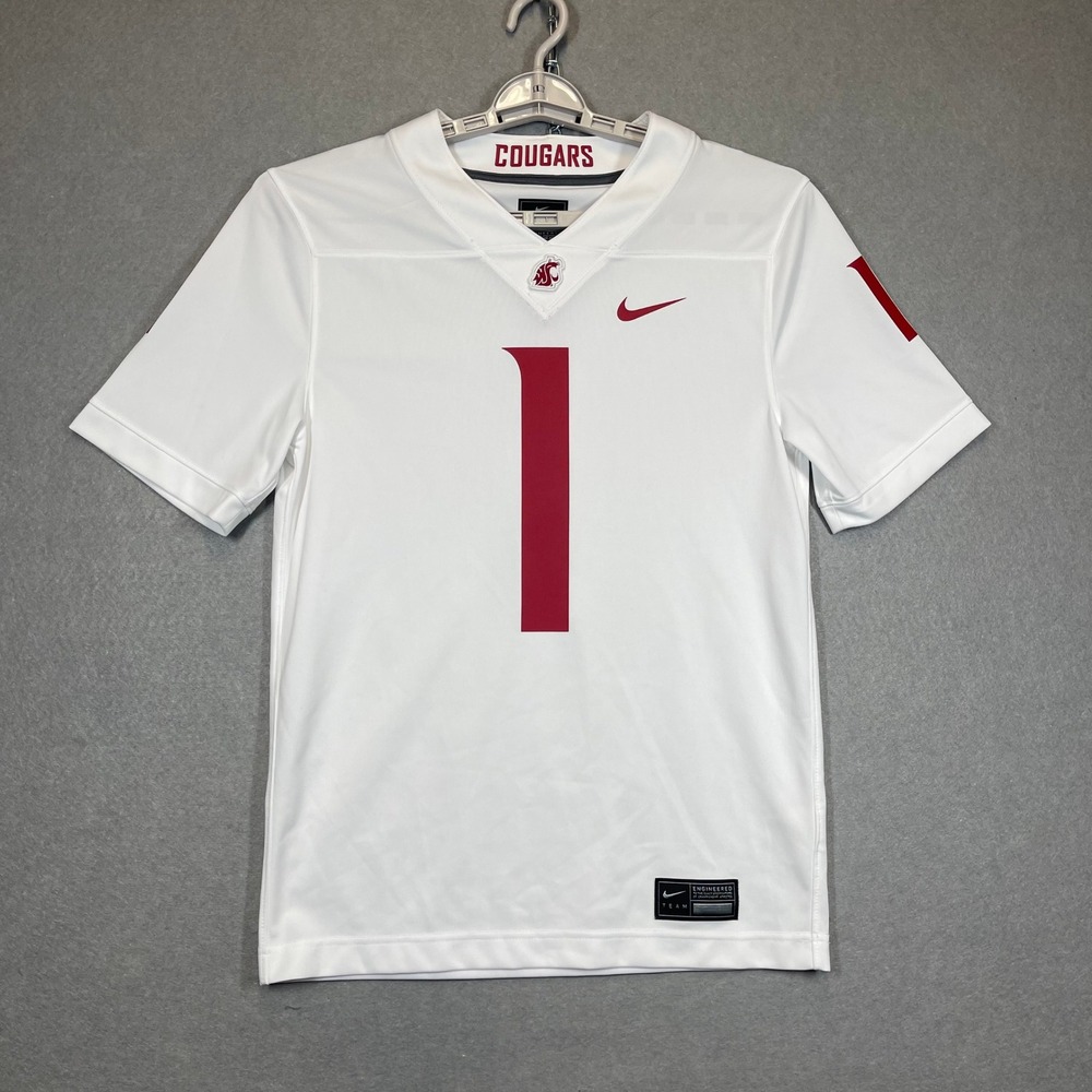 Washington State Cougars Football Jersey Men Small White Nike WSU #1 Untouchable